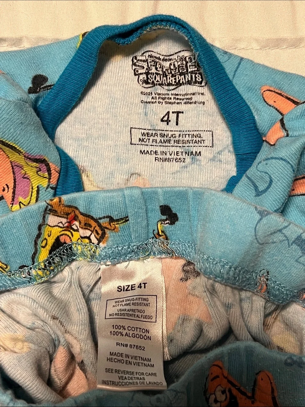 SpongeBob Squarepants Light Blue Kids Pajama Set with SpongeBob & Patrick Print